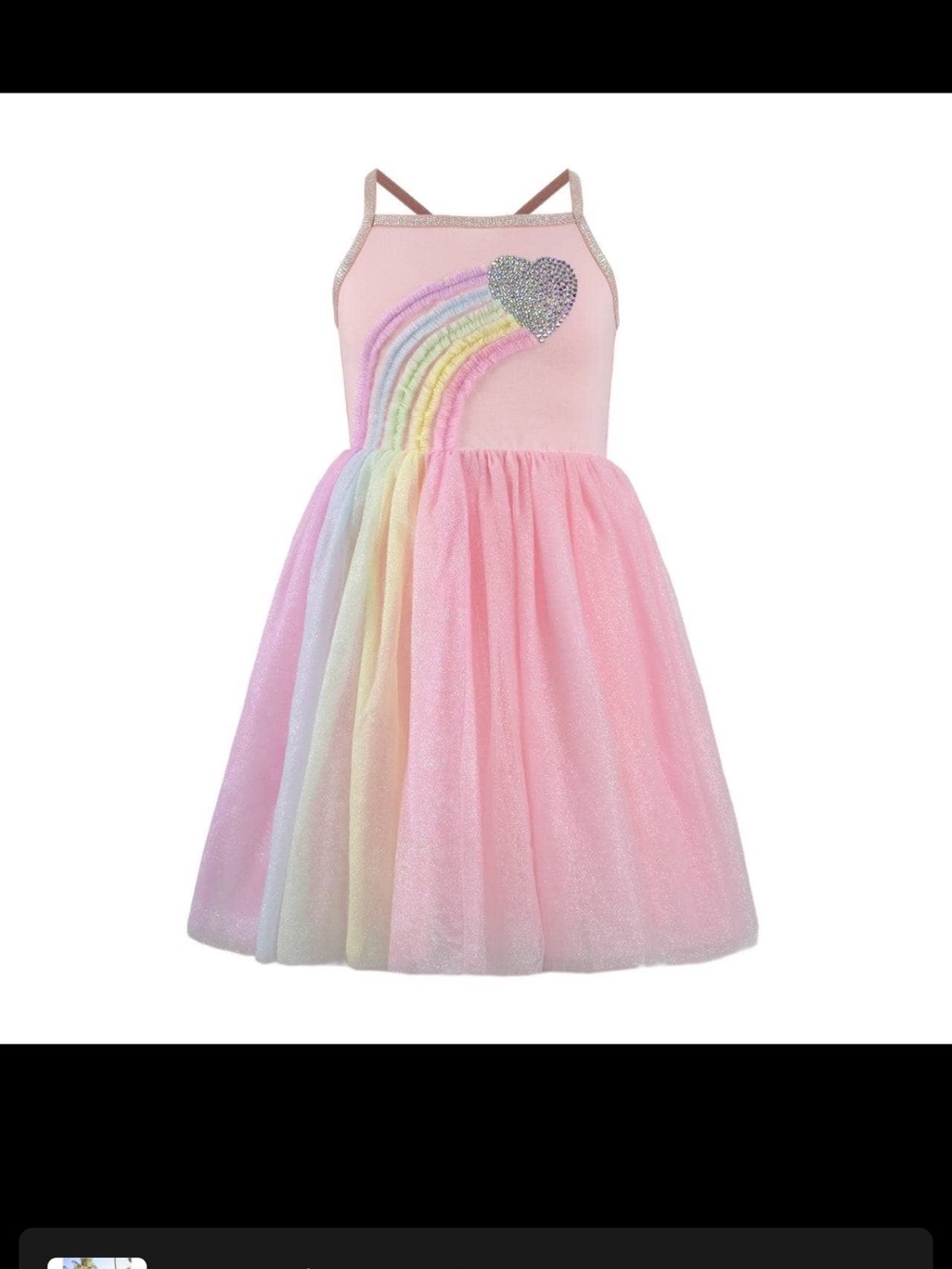 Lola + The Boys Pink Rainbow Heart Tulle Party Dress